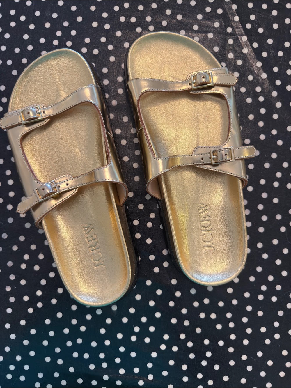J.Crew Cobie buckle sandals metallic gold